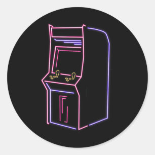 Adesivo Redondo Arcade Video Gamer Game Machine Vintage 80s 90s Re