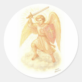 Adesivo Redondo Arcanjo com Espada