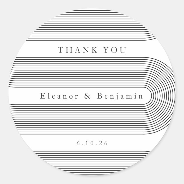 Adesivo Redondo Arch Personalizado Linhas Brancas Pretas Nome Lega (Frente)