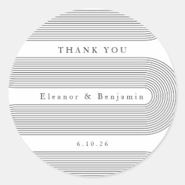 Adesivo Redondo Arch Personalizado Linhas Brancas Pretas Nome Lega