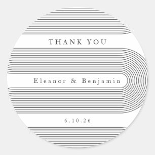 Adesivo Redondo Arch Personalizado Linhas Brancas Pretas Nome Lega