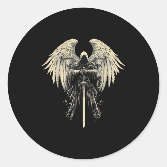 Adesivo Redondo Archangel Gabriel Christian Angel Catholic Warrior (Frente)