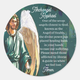 Adesivo Redondo Archangel Saint Raphael Healing Angel Prayer