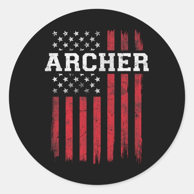 Adesivo Redondo Archer American Flag USA Patriot Archery (Frente)