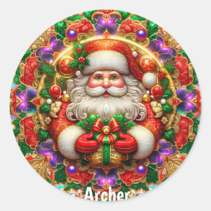 Adesivo Redondo ARCHER ~ SHINY PAPAIS NOEIS Natal ~