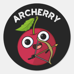 Adesivo Redondo Archerry Funny Fruta Archery Pun Dark BG