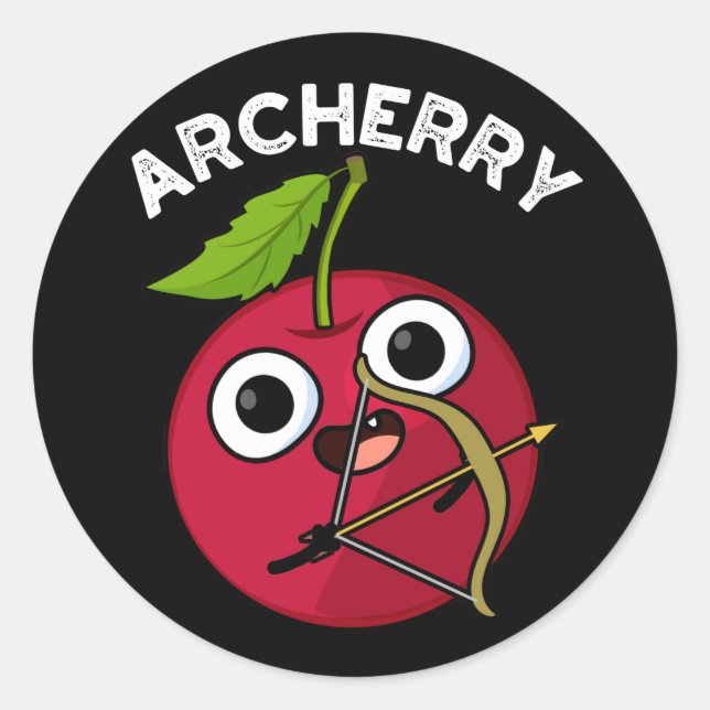 Adesivo Redondo Archerry Funny Fruta Archery Pun Dark BG (Frente)