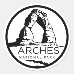 Adesivo Redondo Arches National Park Emblem Negra