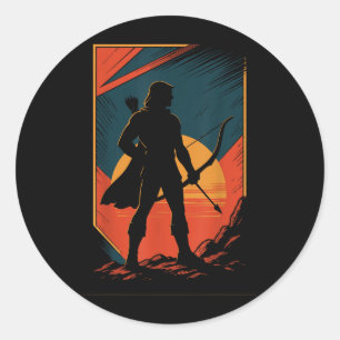 Adesivo Redondo Arco Archer Sunset Silhouter Hunter