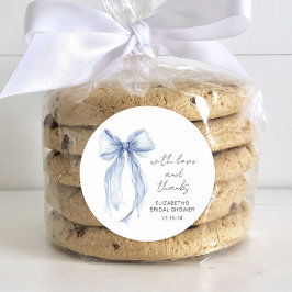 Adesivo Redondo Arco Azul Coquete Laço de Noiva Obrigado