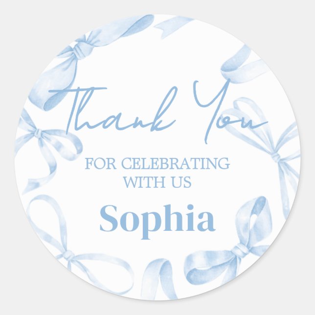 Adesivo Redondo Arco Azul Doce Dezesseis Aniversário (Frente)