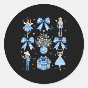 Adesivo Redondo Arco Azul Nutcracker Xmas Feliz Natal