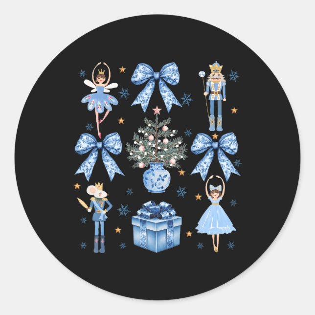 Adesivo Redondo Arco Azul Nutcracker Xmas Feliz Natal (Frente)
