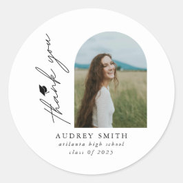 Adesivo Redondo Arco Boho Moderno Foto Agradecimento de Graduação