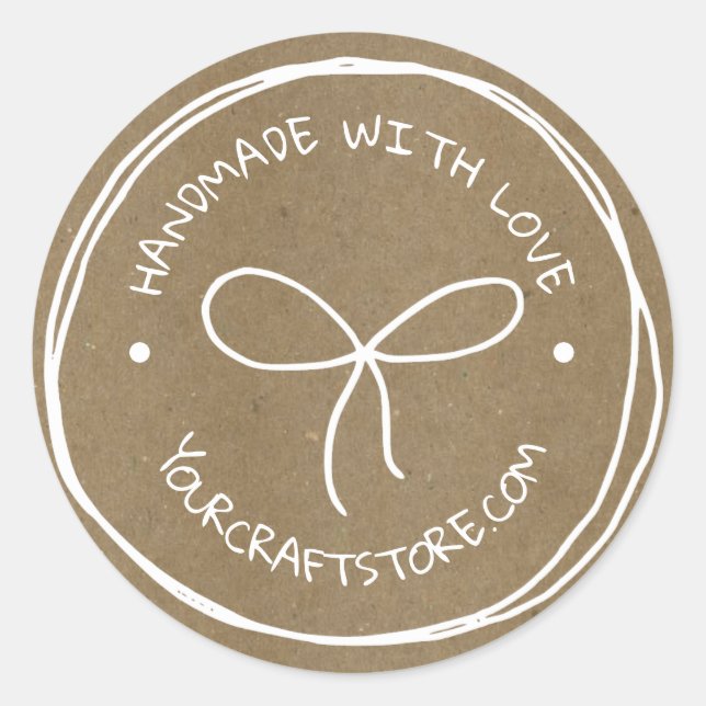 Adesivo Redondo Arco branco de Artesanatos feitos à mão (Frente)