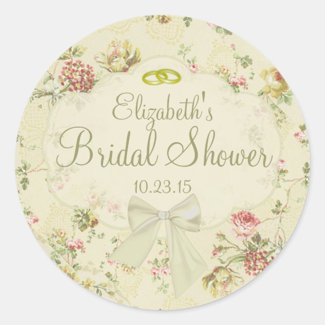 Adesivo Redondo Arco Branco Floral Vintage (Frente)