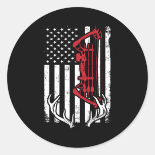 Adesivo Redondo Arco Caça À Bandeira Americana Para Caçadores