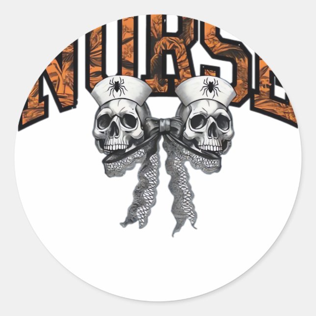 Adesivo Redondo Arco Clássico de Enfermeira de Halloween (Frente)