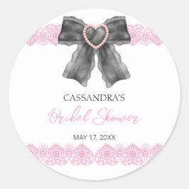 Adesivo Redondo Arco Coquete Preto Bridal Shower Rosa Lace 