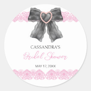 Adesivo Redondo Arco Coquete Preto Bridal Shower Rosa Lace