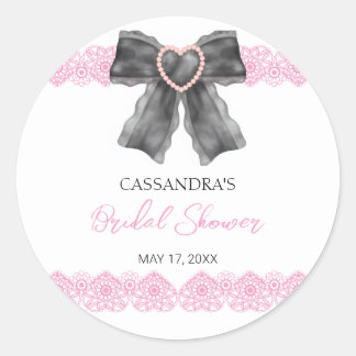 Adesivo Redondo Arco Coquete Preto Bridal Shower Rosa Lace 