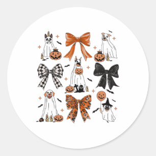 Adesivo Redondo Arco coquetel Cães fantasma do Halloween Pumpkin S