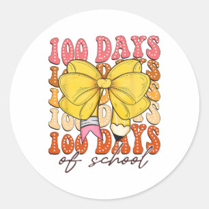 Adesivo Redondo Arco Coquette 100 Dias De Meninas Lápis De Escola