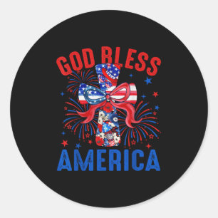 Adesivo Redondo Arco Coquette America deus abençoe Cross 4 de julh
