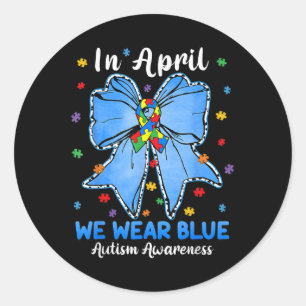 Adesivo Redondo Arco Coquette Em Abril Vestimos Awarenes Azul Auti
