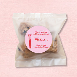 Adesivo Redondo Arco Coquette Formando Tassel Vermelho Rosa 2025 G