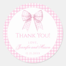 Arco cor-de-rosa gingham bebê chá obrigado