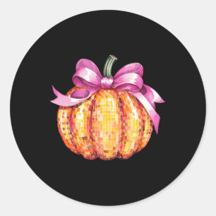 Adesivo Redondo Arco Cor-de-rosa Pumpkin Retro Queda Ação de Graça