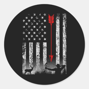 Adesivo Redondo Arco De Bandeira Americano Caçando Design Patrióti