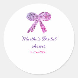 Adesivo Redondo Arco de casamento brilho glitter rosa roxo nome