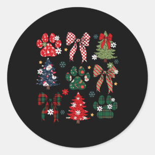 Adesivo Redondo Arco de Coquetes de Árvore de Natal Retroativo Pat