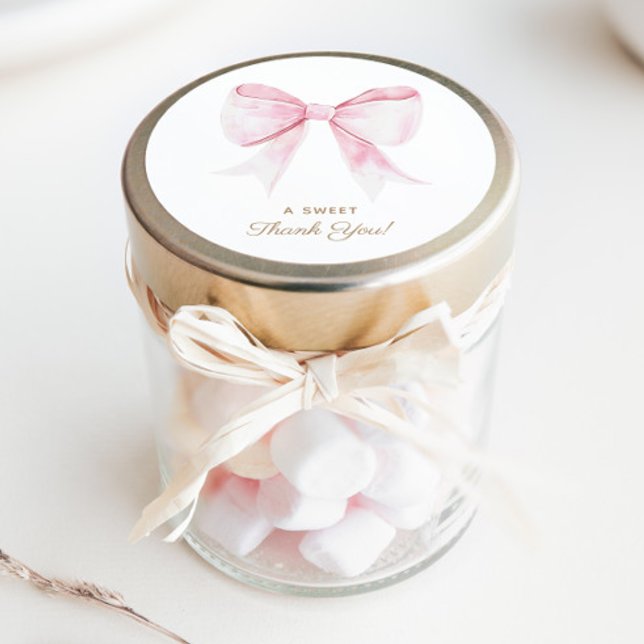 Adesivo Redondo Arco de Coquetes Rosa Elegante Chic Obrigado (Criador carregado)