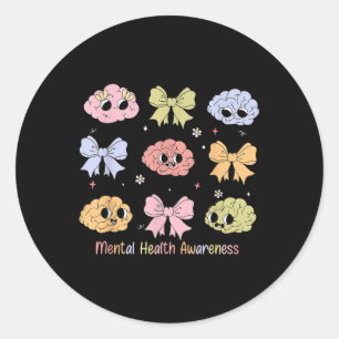 Adesivo Redondo Arco de Coquette Mental Health Awarness Mulheres P