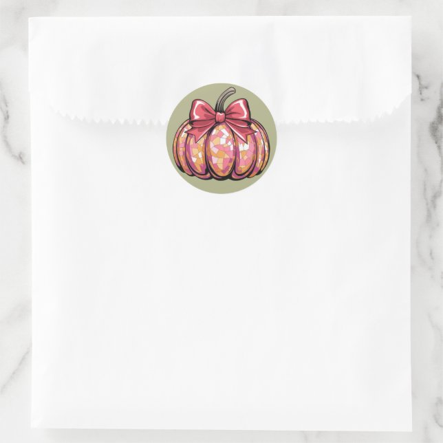 Adesivo Redondo Arco de Coquette Pumpkin Fall Vibes (Bolsa)