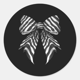 Adesivo Redondo Arco de Coquette Zebra Padrão de Pele Cos de Dia d