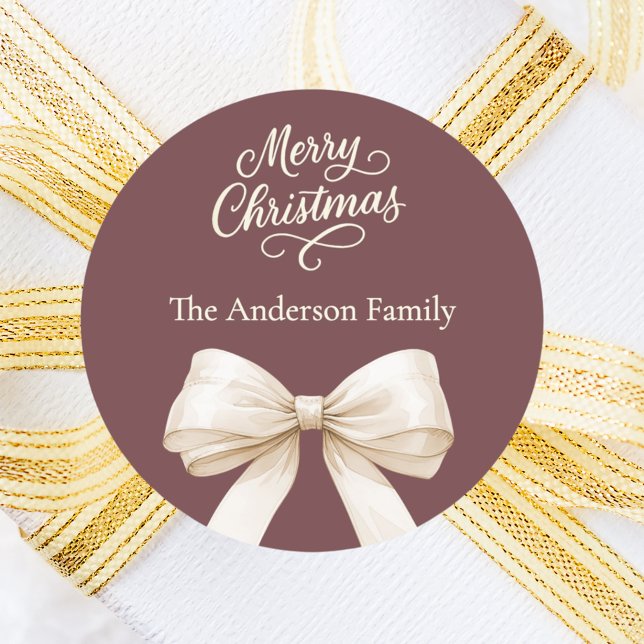 Adesivo Redondo Arco de creme castanho-café Natal (Criador carregado)