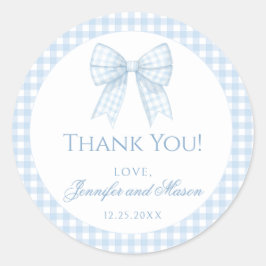 Adesivo Redondo Arco de gingham obrigado de bebê