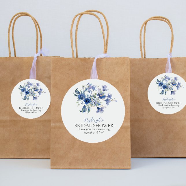 Adesivo Redondo Arco De Lily De Calla Azul Dusty Obrigado Sticker (Criador carregado)