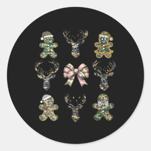 Adesivo Redondo Arco de Natal Camo Coquette Gingerbird Reindeer H