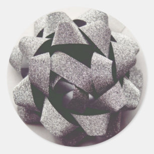 Adesivo Redondo arco de presente de prata arco