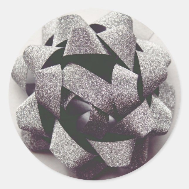 Adesivo Redondo arco de presente de prata arco (Frente)