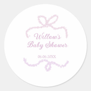 Adesivo Redondo arco de purpura rosa com brilho para baby shower n