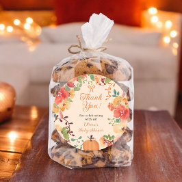 Adesivo Redondo Arco de queda Boho Bompkin obrigado floral chá de 