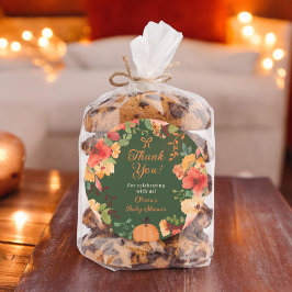 Adesivo Redondo Arco de queda Boho Bompkin obrigado floral chá de 