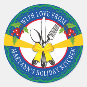 Adesivo Redondo arco de utensílios comida personalizada de biscoit