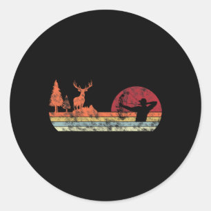 Adesivo Redondo Arco Deer Hunting Vintage Retro Archery